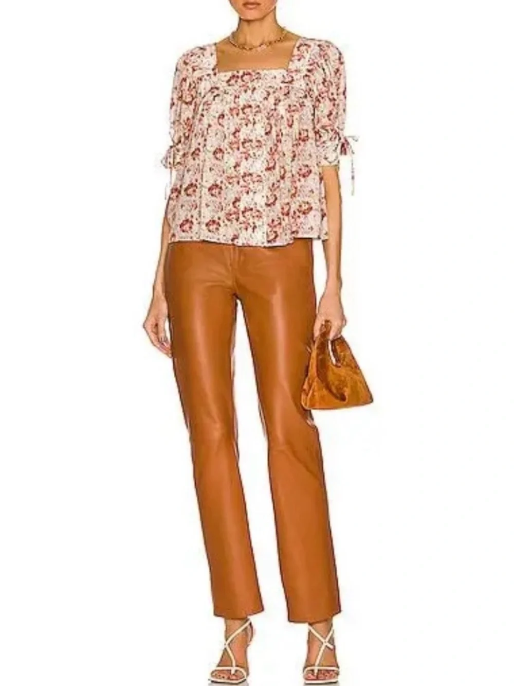 Ulla Johnson Lorraine Blouse Cream Blouse with Rust Wisteria color